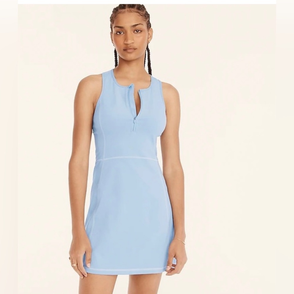 NWT J. Crew CloudStretch half-zip sports dress in Blue Mist